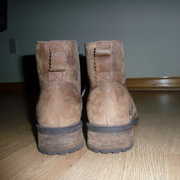 UGG Denhali Women's Size 7 Brown Leather Lace Up Shearling Ankle Boots 1007745 - Picture 7 of 13